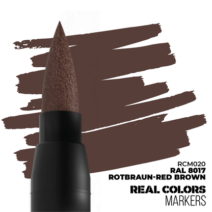 RAL 8017 Rotbraun Red Brown RC Marker by AK Interactive, fast-drying acrylic paint pen with matte finish for red-brown tones and detailed effects on miniatures and models.