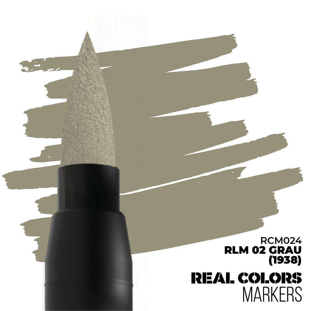 RLM 02 Grau 1938 RC Marker by AK Interactive, fast-drying acrylic paint pen with matte finish for historical tones and detailed accents on miniatures and models.
