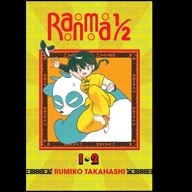 Ranma 1/2 (2-in-1 Edition), Vol. 1 – Manga by Rumiko Takahashi. Cover of 'Ranma 1/2' manga with character and title on a yellow background