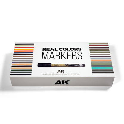 Real Colours Marker Special Box. Includes 34 acrylic markers for modelling with high coverage, matte finish, and waterproof formula. Ideal for small-scale projects
