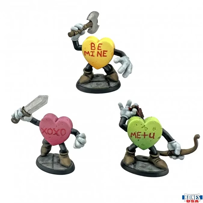 Reaper Miniatures 30281 Heartbreakers candy foes set of 3 Bones USA Reaper Legends 25mm heroic scale unpainted miniatures with bow axe and sword