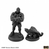Two miniature figures on stands ...