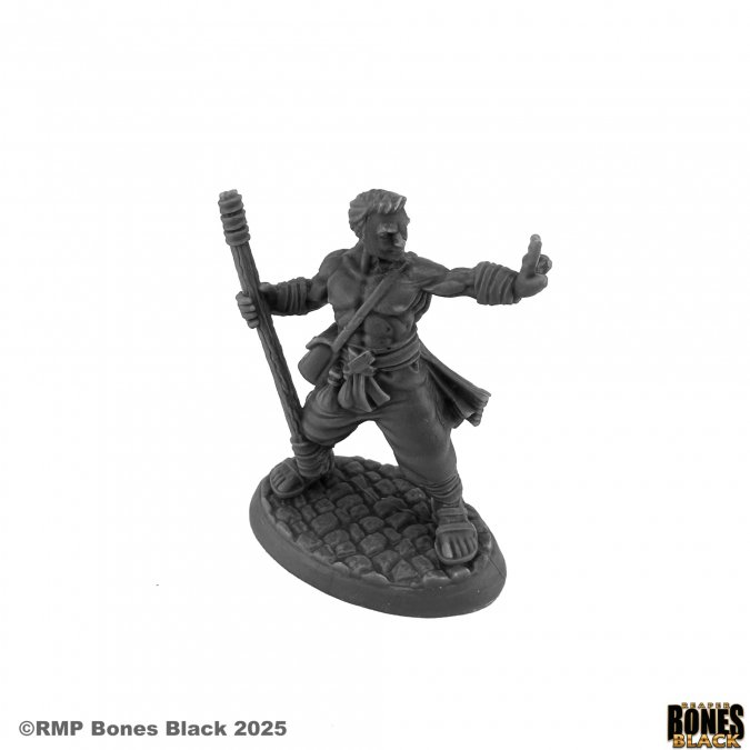 Reaper Miniatures Jakob Human Monk Bones Black 25mm heroic scale unpainted fantasy miniature with staff and martial pose