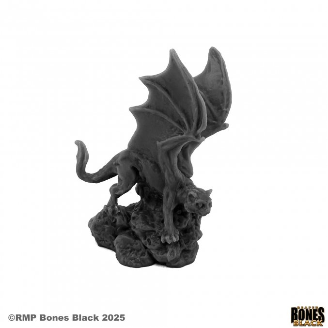Reaper Miniatures Mercurix Winged Cat Bones Black 25mm heroic scale unpainted miniature standing on rock