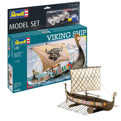 Revell Viking ship model set packaging with a small model ship in front