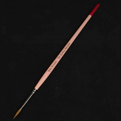 Ruby Brushes Backlog Banisher Kolinsky sable round paint brush with pink handle
