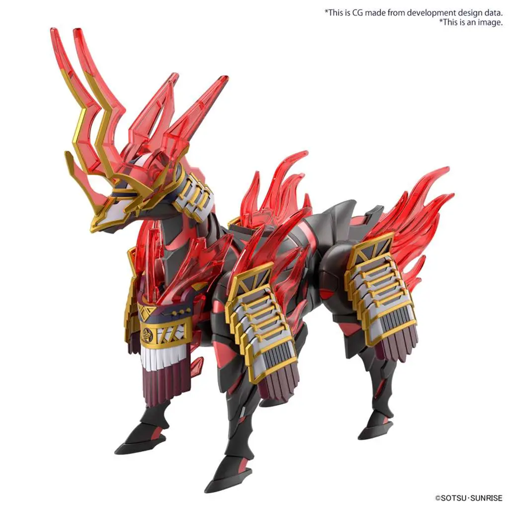 Red and black armored creature figurine with gold accents on a white background. SDW Heroes Nobunaga's War Horse