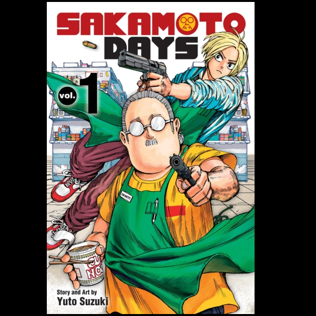 Sakamoto Days, Vol. 1 – Action-Comedy Manga by Yuto Suzuki. Cover of 'Sakamoto Days' vol. 1 with two characters holding guns in a store setting.