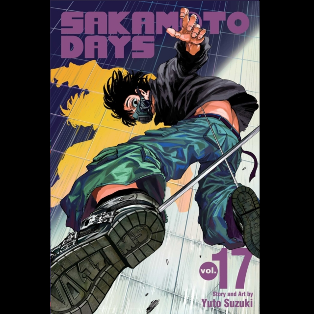 Sakamoto Days Volume 17 manga paperback by Yuto Suzuki Shonen Jump exhibition battle Order vs X cover art