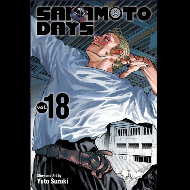 Sakamoto Days Volume 18 manga paperback by Yuto Suzuki Shonen Jump Nagumo vs Gaku X confrontation cover art