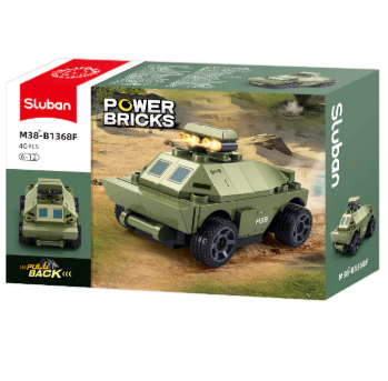 Sluban Power Bricks Army Vehicle F Pull Back Building Brick Kit