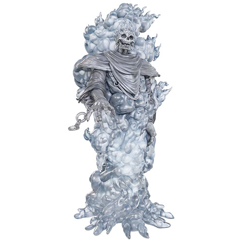 Semi-transparent unpainted miniature of a Spectral Cloud from D&D Nolzur's Marvelous Miniatures (Wave 23). Features swirling mist and skeletal details.
