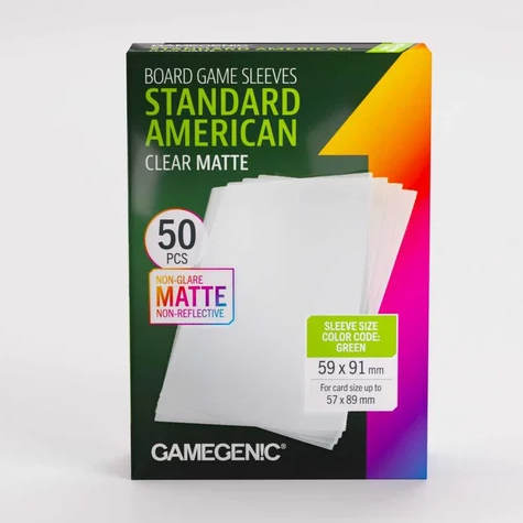 Standard American Clear Matte Gamegenic Board Game Sleeves