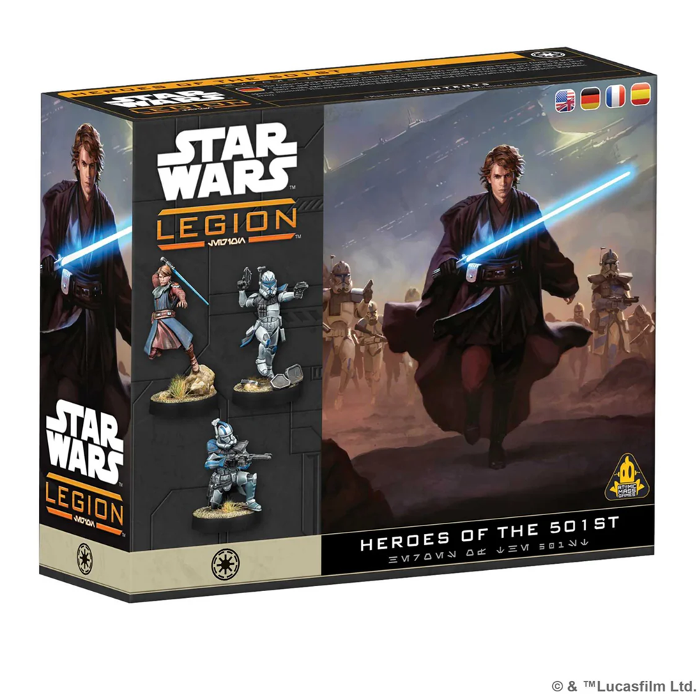 Star Wars Legion Heroes of the Clone Army character expansion with Obi Wan Kenobi Anakin Skywalker Captain Rex Fives and Echo miniatures