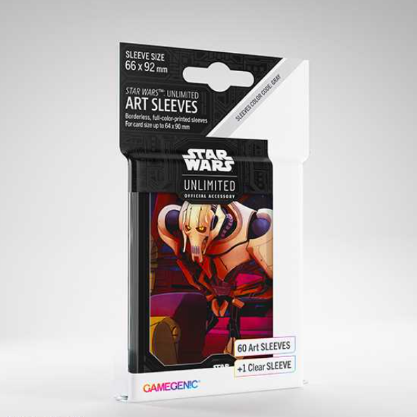 Star Wars Unlimited Art Sleeves packaging with a character illustration on a gray background