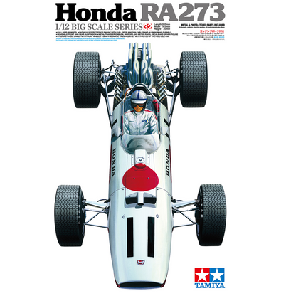 Model kit box for Honda RA273 racing car with Tamiya branding.