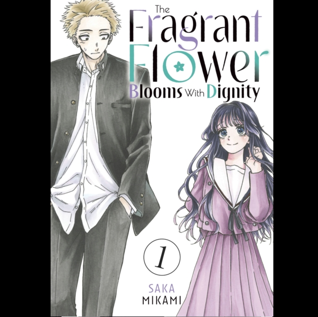 Book cover for 'The Fragrant Flower Blooms with Dignity' Volume 1 by Saka Mikami, featuring illustrated anime-style characters on a white background with black side bars. The Fragrant Flower Blooms With Dignity, Vol. 1 paperback manga by Saka Mikami
