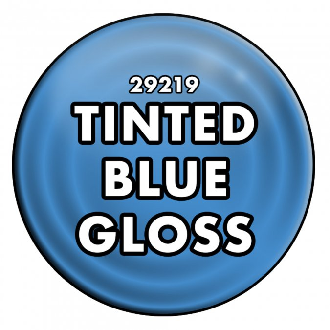 A ½ oz dropper bottle of Tinted Blue Gloss 29219 from Reaper Miniatures. Offers vibrant pigmentation, gloss finish, and smooth application