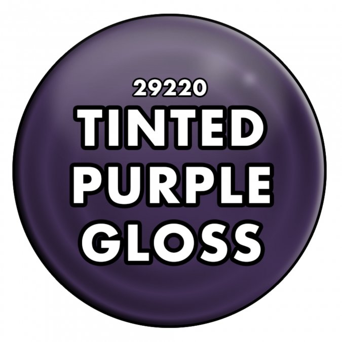A ½ oz dropper bottle of Tinted Purple Gloss 29220 from Reaper Miniatures. Features vibrant pigmentation, glossy finish, and excellent flow