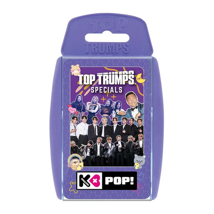 Top Trumps Specials K3 Pop! card game packaging on a white background. Top Trumps K-Pop Card Game