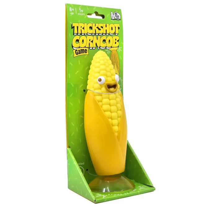 Trickshot Corncob flip and stick game add-on by Big Potato Games featuring Bob the Cob