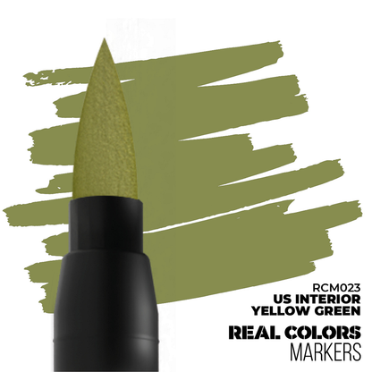 US Interior Yellow Green RC Marker by AK Interactive, fast-drying acrylic paint pen with matte finish for interior tones and detailed accents on miniatures and models.