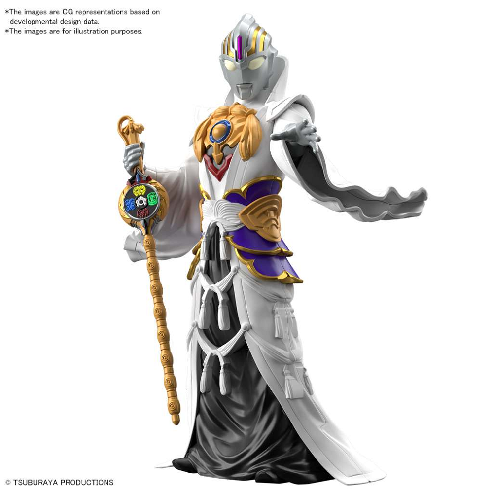 Ultraman Orb Jiang Ziya Armour model kit, featuring 15 parts and movable head, ideal for fans of Ultraman. Easy assembly with no tools or glue required.