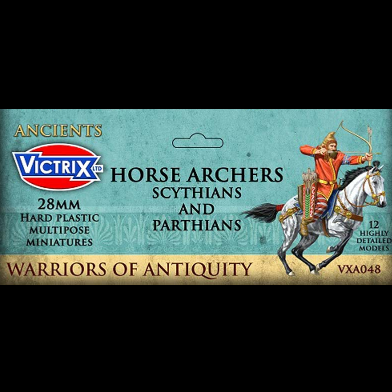 Victrix Horse Archers Scythians and Parthians. Victrix miniatures packaging for horse archers with a warrior figure on a blue background