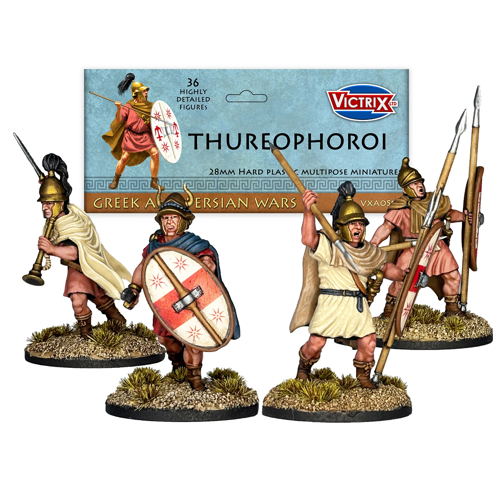 Victrix Thureophoroi 28mm plastic Greek Hellenistic infantry miniatures – 36 multipose figures with spears, javelins and thureos shields