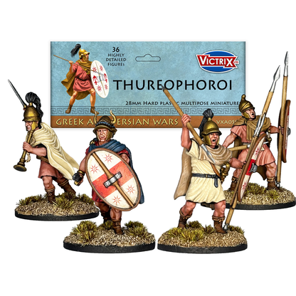 Victrix Thureophoroi 28mm plastic Greek Hellenistic infantry miniatures – 36 multipose figures with spears, javelins and thureos shields