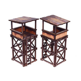 Two wooden stands with square pl...