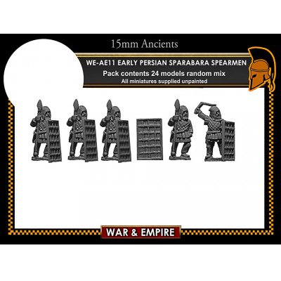 War & Empire Early Achaemenid Persian Sparabara Shield Bearers 15mm scale metal miniatures (WE-AE11), unpainted infantry for Persian-themed wargames and dioramas.