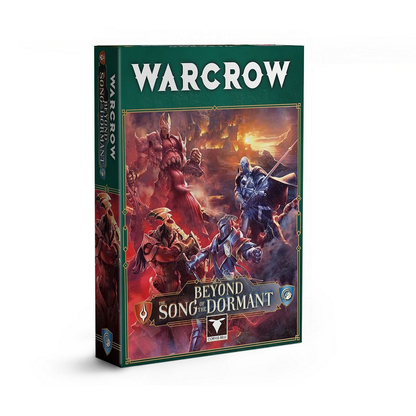 Warcrow: Beyond The Song of the Dormant Expansion. Warcrow game box with characters on a white background