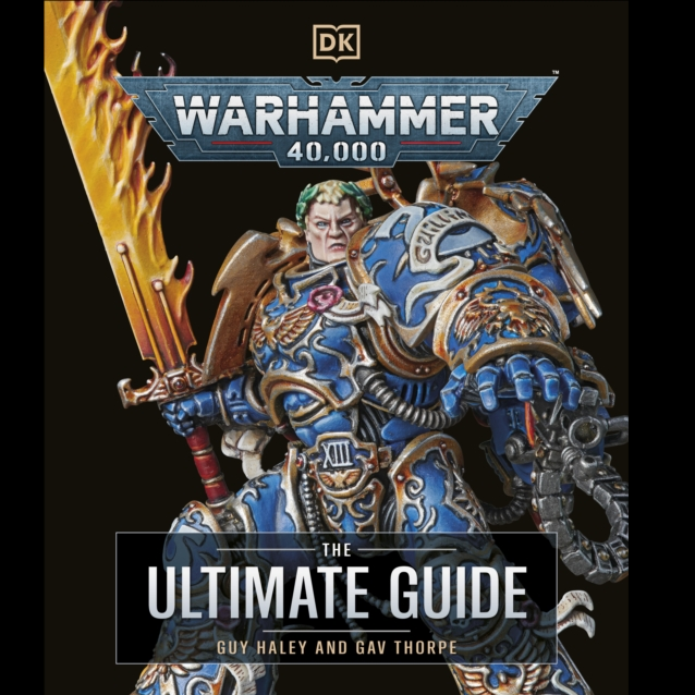 Hardback Warhammer 40,000 The Ultimate Guide book with 336 pages of official miniature photography, lore, and faction details by Gav Thorpe & Guy Haley.