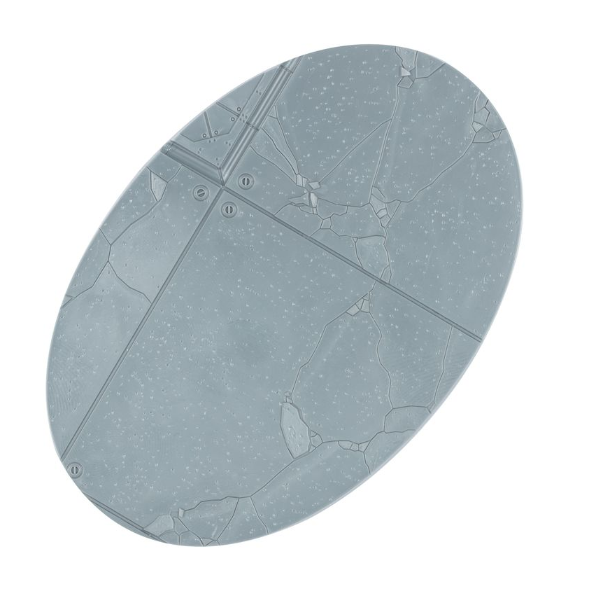 Warhammer Legions Imperialis 105mm oval base, textured for stability, 2mm thick, ideal for Adeptus Titanicus miniatures like Reaver Battle Titan, customisable for character.