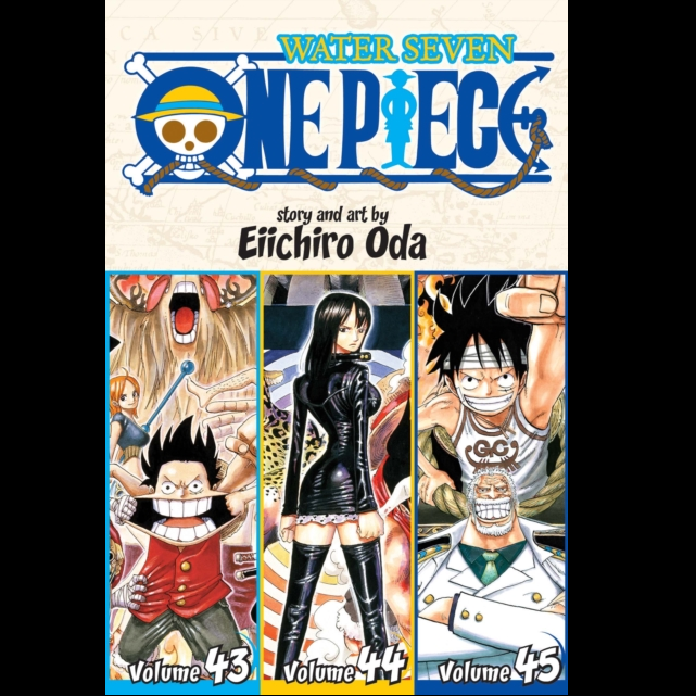Water Seven One Piece Omnibus Edition 15 by Eiichiro Oda which contains volumes 43, 44 &amp; 45. Luffy and his Straw Hat crew duke it out with CP9, a band of dastardly World Government goons headquartered on the island of Enies Lobby.