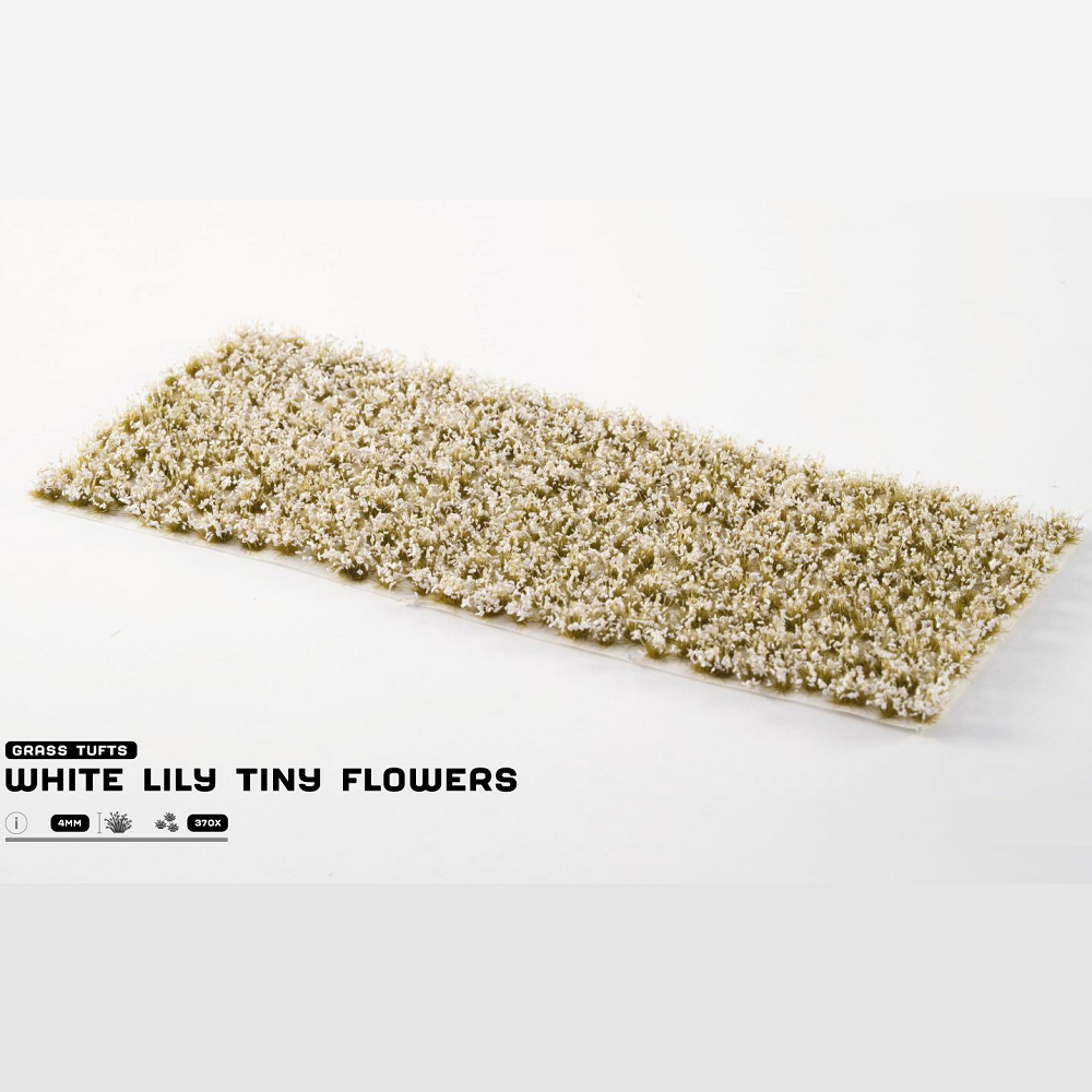 Gamers Grass White Lily Tiny Flowers 
Sample of 'White Lily Tiny Flowers' carpet with visible brand name on a white background