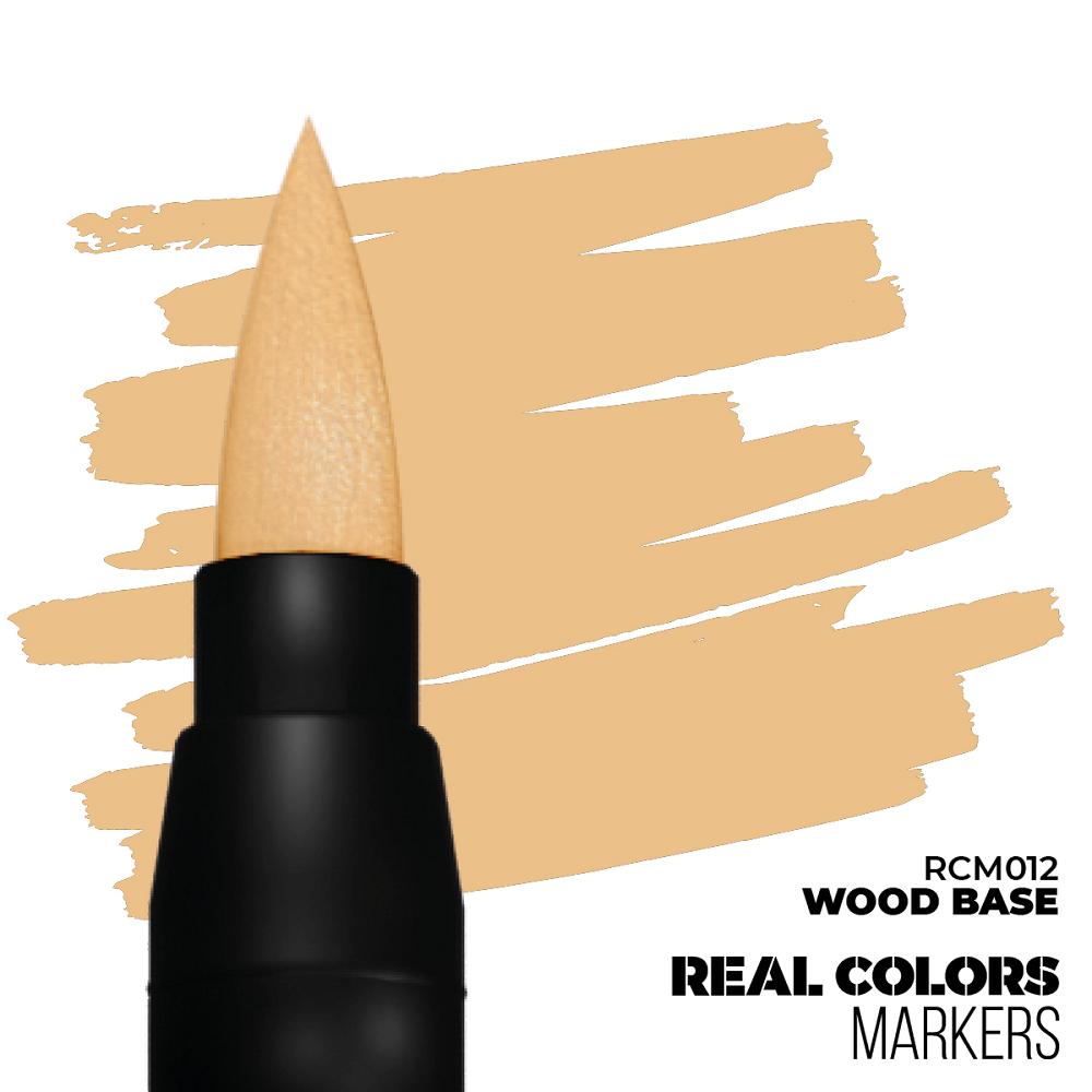 Wood Base RC Marker by AK Interactive, fast-drying acrylic paint pen with matte finish for creating realistic wood textures and detailed accents on models.