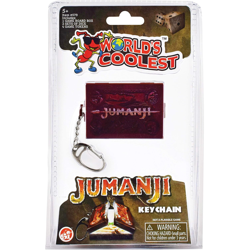 World's Coolest miniature Jumanji board game keychain with magnetic pieces and dice