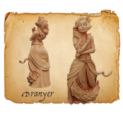 Moonstone resin miniature Dranyer half-human half-fox