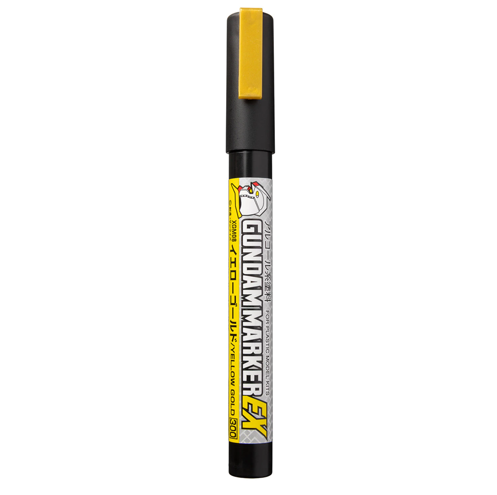 Gundam Marker EX marker with black body and yellow cap on a white background. XGM08 Gundam Marker EX Yellow Gold