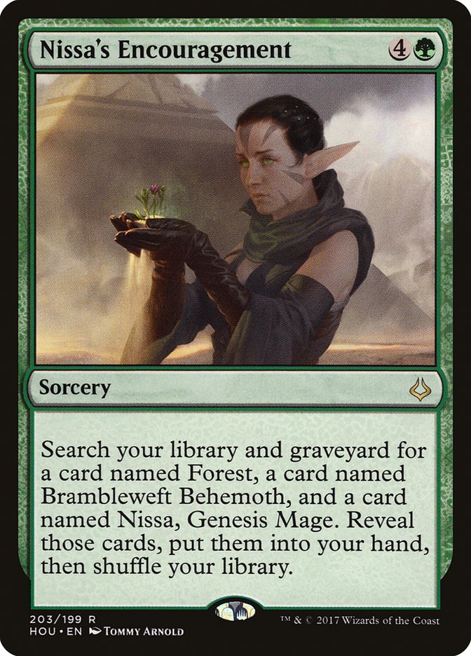 Hour of Devastation Nissa's Encouragement #203 Card Front