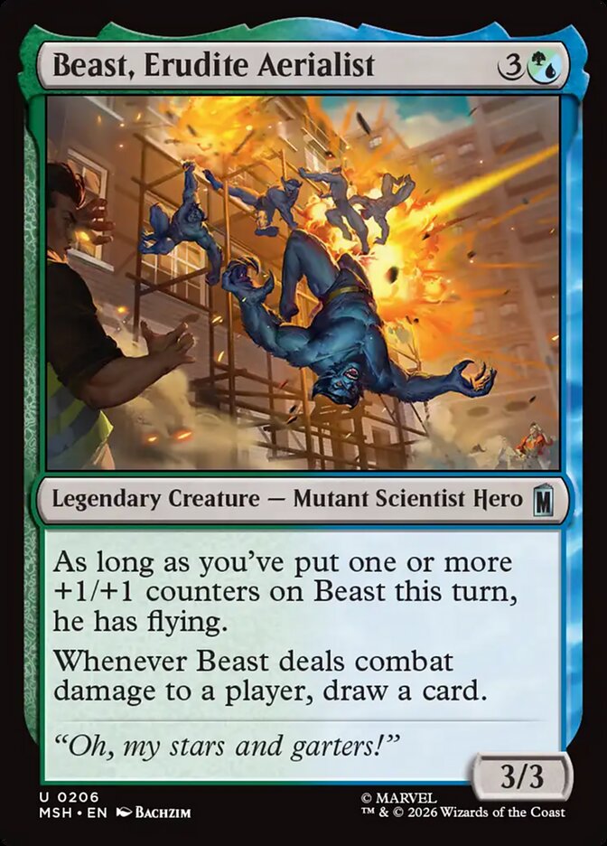 Marvel Superheroes Beast, Erudite Aerialist Card Front