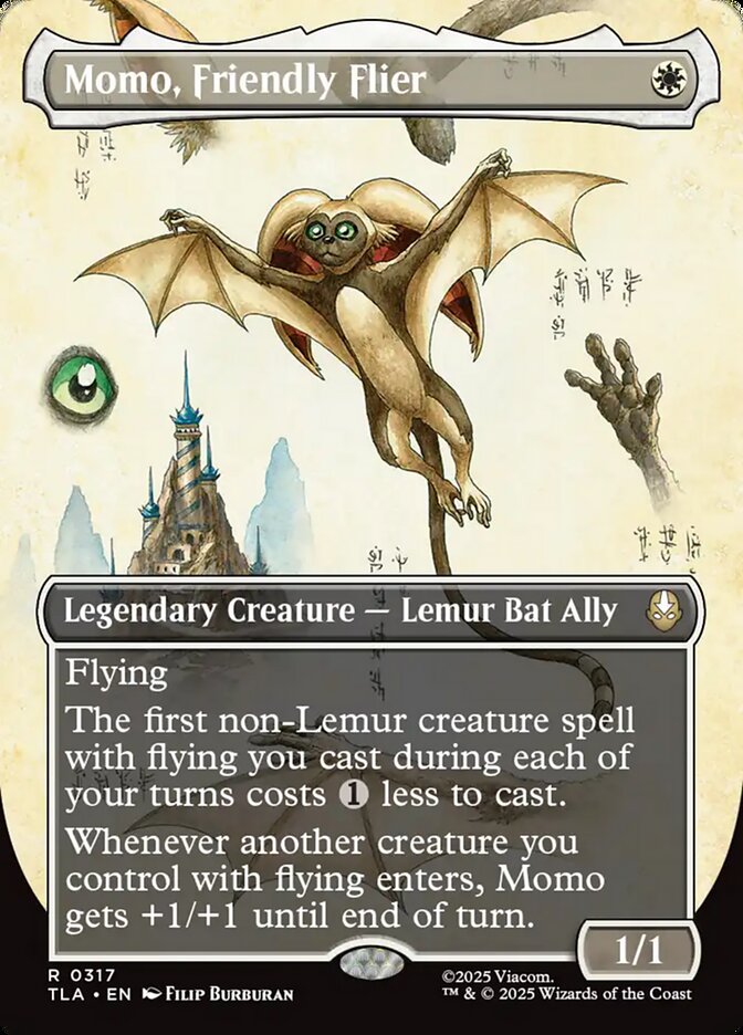Borderless Field Notes Momo, Friendly Flier Avatar The Last Airbender #317 MTG Single Card Front