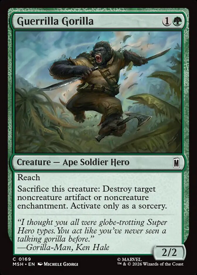 Marvel Superheroes Guerrilla Gorilla Card Front