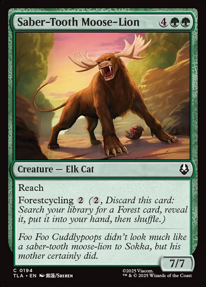 Saber-Tooth Moose-Lion Avatar The Last Airbender #194 MTG Single Card Front