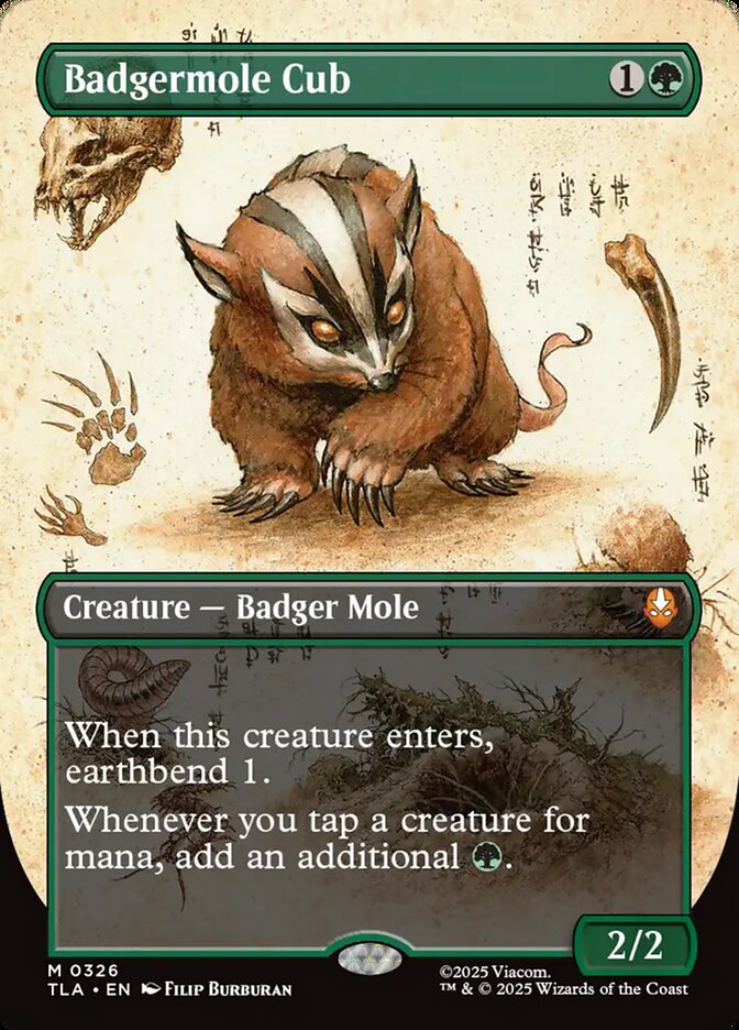 Borderless Field Notes Badgermole Cub Avatar The Last Airbender #326 MTG Single Card Front