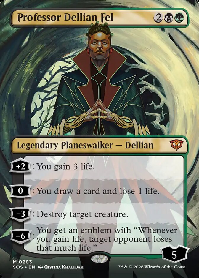 Professor Dellian Fel Secrets of Strixhaven Borderless #283Card Front