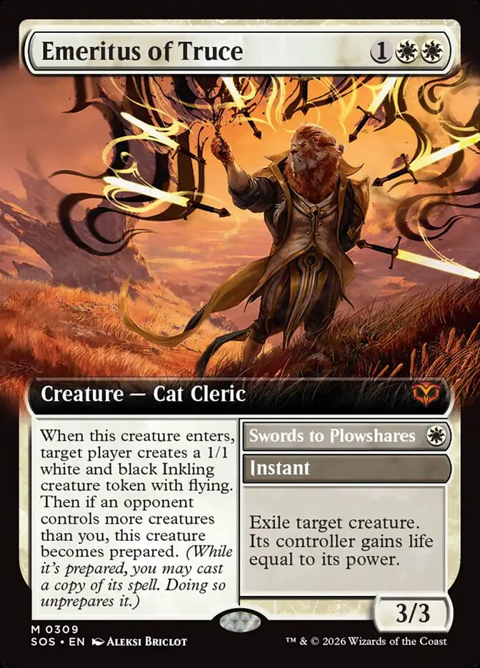 Emeritus of Truce // Swords to Plowshares Secrets of Strixhaven Extended Art #309Card Front