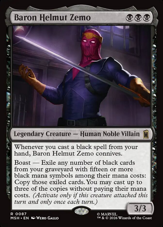 Marvel Superheroes Baron Helmut Zemo Card Front